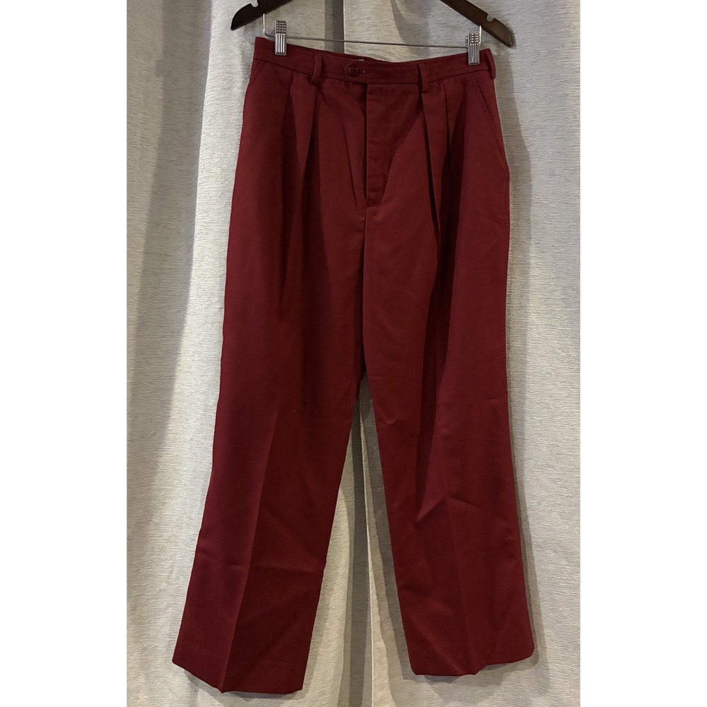 VTG Yves Saint Laurent Maroon Wool Pants Wide Leg Trousers YSL Pleated Size 14